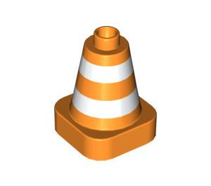 Duplo Orange Cone 2 x 2 x 2 with White Stripes (12011 / 47408)