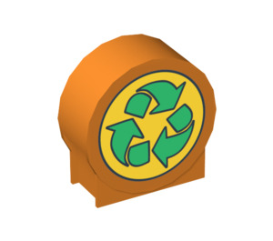 Duplo Orange Rond Sign avec Green Recyling arrows avec côtés ronds (41970 / 51753)
