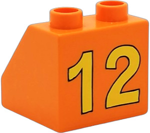 Duplo Orange Slope 2 x 2 x 1.5 (45°) with "12" (6474)