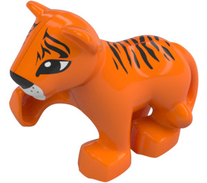 Duplo Orange Tiger Cub med Upphöjd Paw (11924 / 84646)