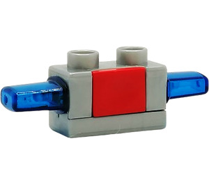 Duplo Pearl Light Gray Siren Brick with Red Button and Blue Lights (51273)