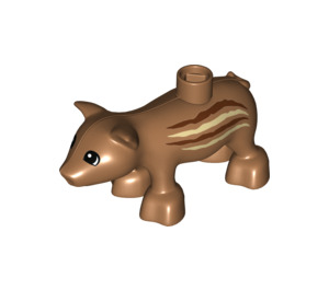 Duplo Pig with Brown and Tan Stripes on Side (12058 / 19134)