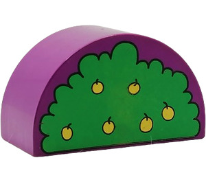 Duplo Purple Brick 2 x 4 x 2 with Curved Top with Apple Tree (31213)