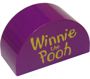 Duplo Paars Steen 2 x 4 x 2 met Gebogen bovenkant met Winnie the Pooh (31213)