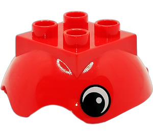 Duplo Red ball tube cover top with hinge with Eyes (40711)