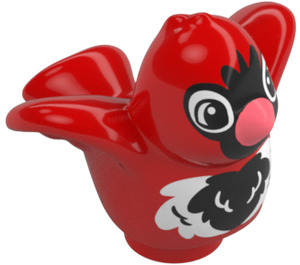 Duplo Red Bird with Black and White Feathers (1360)