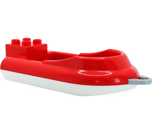 Duplo Röd Båt med grå tow Krok (4677 / 75948)