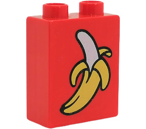 Duplo Red Brick 1 x 2 x 2 with Banana without Bottom Tube (4066 / 82285)