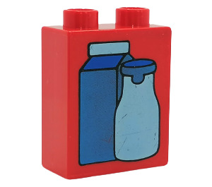 Duplo Red Brick 1 x 2 x 2 with Carton and Bottle without Bottom Tube (4066)