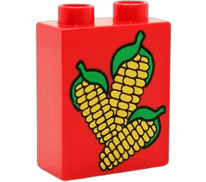 Duplo Red Brick 1 x 2 x 2 with Corn without Bottom Tube (4066)