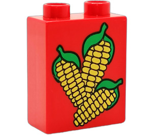 Duplo Red Brick 1 x 2 x 2 with Corn without Bottom Tube (4066 / 80550)