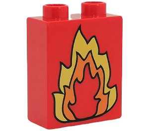Duplo rot Backstein 1 x 2 x 2 mit Feuer ohne Unterrohr (4066 / 82292)