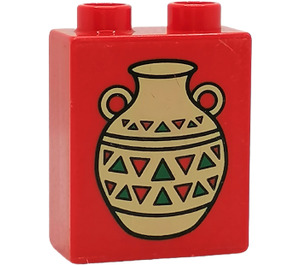 Duplo rot Backstein 1 x 2 x 2 mit Indian Pottery ohne Unterrohr (4066)