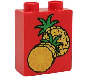 Duplo Red Brick 1 x 2 x 2 with Pineapple without Bottom Tube (4066)