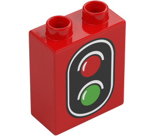 Duplo Red Brick 1 x 2 x 2 with Traffic Light without Bottom Tube (49564 / 52381)