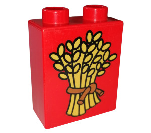 Duplo Rot Stein 1 x 2 x 2 mit Wheat und Einfach Rope ohne Unterrohr (4066)