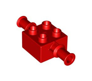 Duplo Rot Stein 2 x 2 mit St. At Seiten (40637)