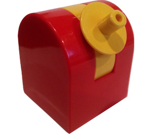 Duplo Red Brick 2 x 2 x 2 Curved Top with Yellow Propeller Holder