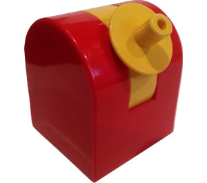 Duplo Red Brick 2 x 2 x 2 Curved Top with Yellow Propeller Holder (76191)