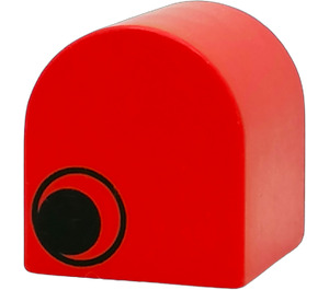 Duplo Red Brick 2 x 2 x 2 with Curved Top with Eye Pattern on Two Sides (3664)