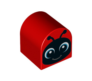 Duplo Rot Stein 2 x 2 x 2 mit Gebogenes Oberteil mit Ladybird Gesicht (3664 / 36697)