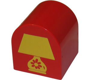 Duplo Rood Steen 2 x 2 x 2 met Gebogen bovenkant met Lamp (3664)