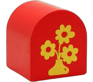 Duplo Red Brick 2 x 2 x 2 with Curved Top with Vase with Flowers (3664)