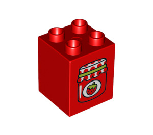 Duplo Red Brick 2 x 2 x 2 with Strawberry Jam Jar (24980 / 31110)