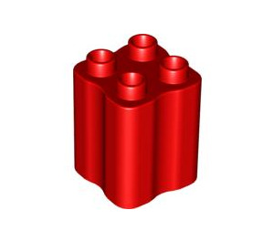 Duplo Rot Stein 2 x 2 x 2 mit Wellig Seiten (31061)