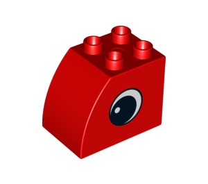 Duplo Red Brick 2 x 3 x 2 with Curved Side with Eye on Both Sides (12711 / 12712)