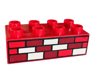 Duplo Rot Stein 2 x 4 mit Stein Mauer (3011 / 53151)