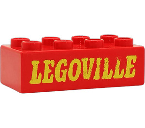 Duplo Rot Stein 2 x 4 mit LEGOVILLE (3011 / 31459)