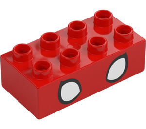 Duplo Red Brick 2 x 4 with Spider-Man Eyes (3011 / 77948)