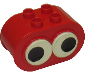 Duplo Red Brick 2 x 4 x 2 Rounded Ends with Two Adjustable eyes