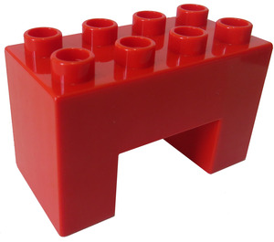 Duplo Rouge Brique 2 x 4 x 2 avec 2 x 2 Coupé sur Bas (6394)