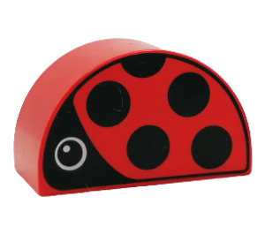 Duplo Red Brick 2 x 4 x 2 with Curved Top with Ladybug (31213 / 83540)