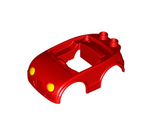 Duplo Red Car Body with Yellow Headlights (11847 / 12091)
