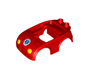 Duplo Rosso Macchina Corpo con Giallo Headlights con Ambuland Symbol (11847 / 12110)