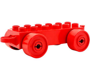 Duplo Red Car Chassis 2 x 6 with Red wheels (Closed Hitch)