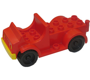 Duplo Red Car with yellow base,  2 x 4 studs bed and running boards (4575)