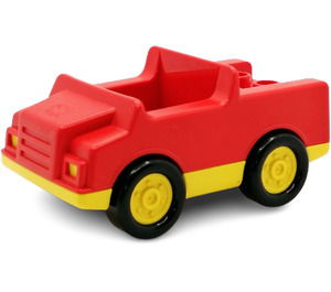 Duplo rot Auto mit Gelb Base und Tow Bar (2218)