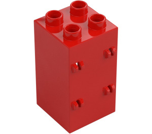 Duplo Punainen Column Palikka 2 x 2 x 3 jossa Sarana Haarukka (69714)