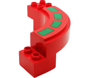 Duplo Red Curved Road Section 6 x 7 x 2 with 4 Stripes (31205)
