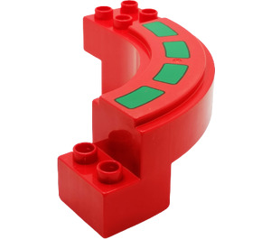 Duplo Red Curved Road Section 6 x 7 x 2 with 4 Stripes (83543 / 83562)