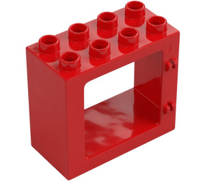 Duplo Red Door Frame 2 x 4 x 3 with Flat Rim (61649)