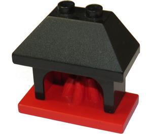 Duplo Red Fireplace with Black top. 2 studs on top (4918)