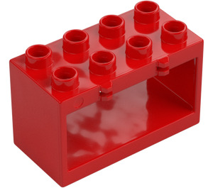 Duplo Red Frame 2 x 4 x 2 with Hinge without Holes in Base (18806)