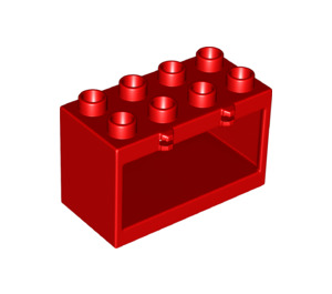 Duplo Red Frame 2 x 4 x 2 with Hinge without Holes in Base (18806)