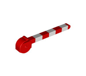 Duplo Red Level Crossing Barrier with White Stripes (6406)