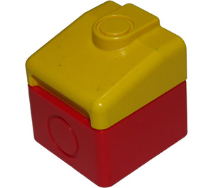 Duplo Red Locomotive Nose Part with Yellow top (6409 / 75086)